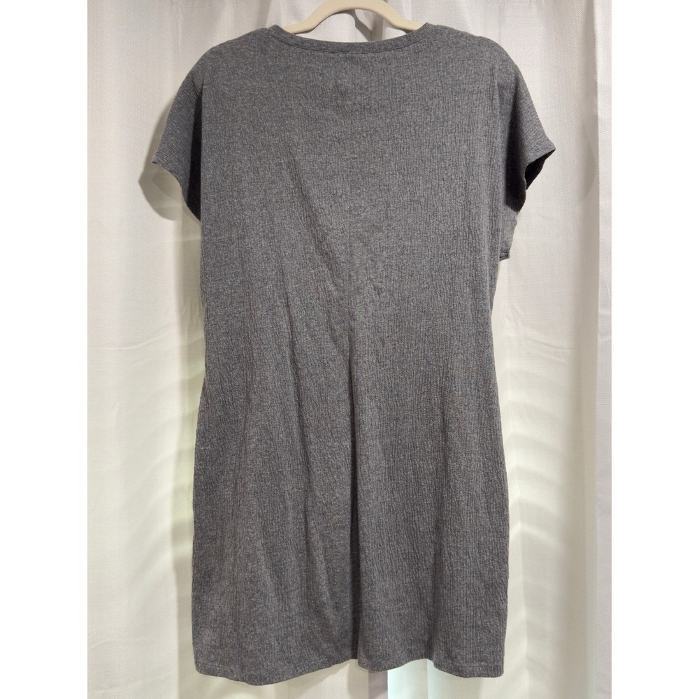 1.STATE Womens Grey Twist Front Ribbed Knit Short Sleeve Mini‎ Dress Medium - Picture 4 of 4